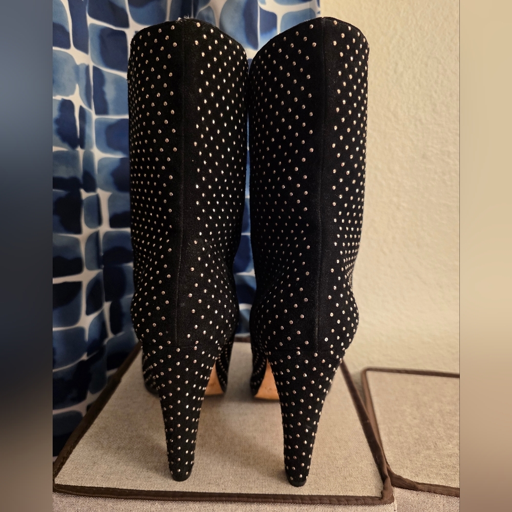 JIMMY CHOO "Tari" Studded Mid-Calf Suede Boots Size 40 / US 10 - Picture 5 of 10